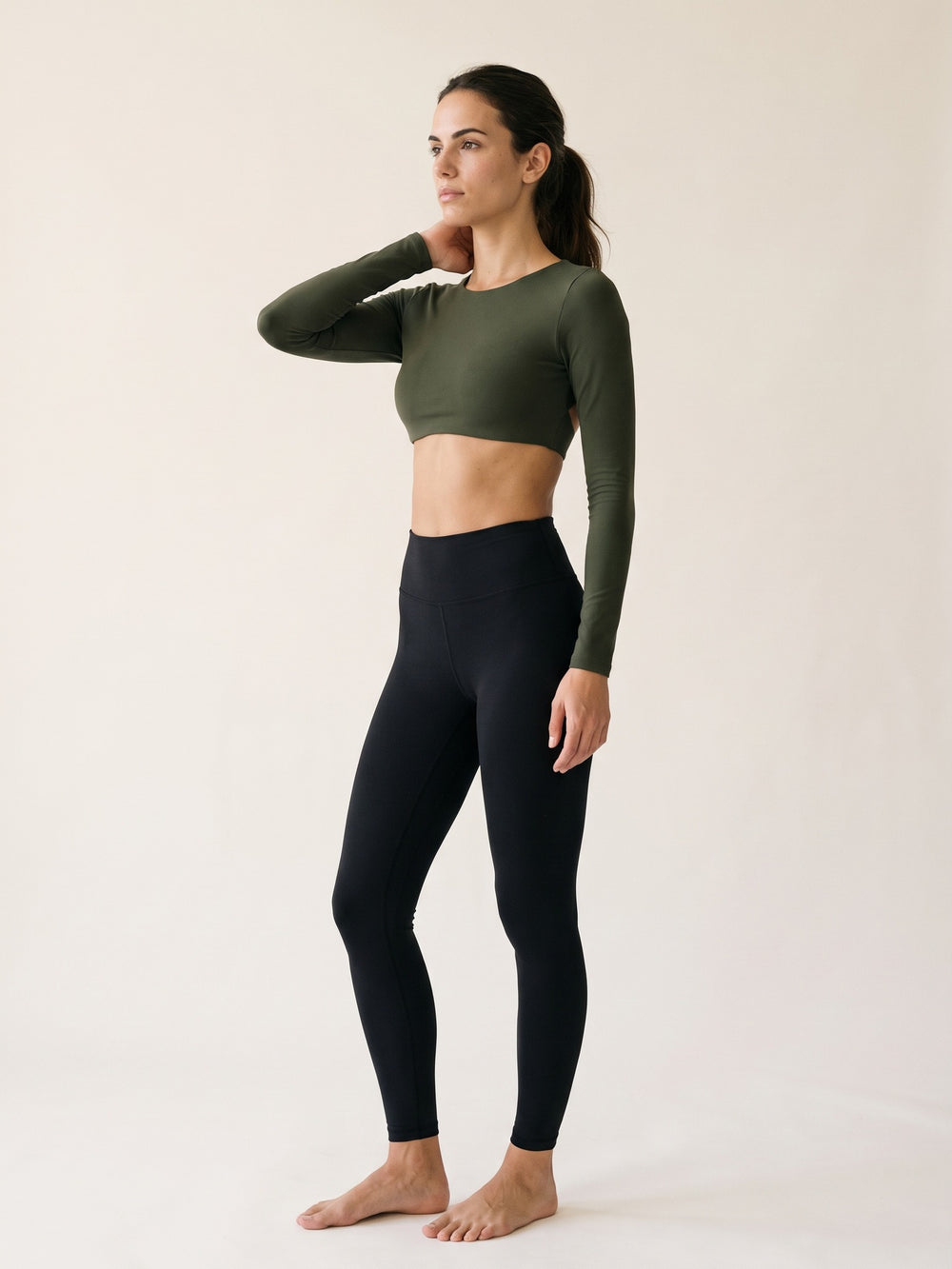 Olive Green · Form Long Sleeve Top Olive Green, vue portée
