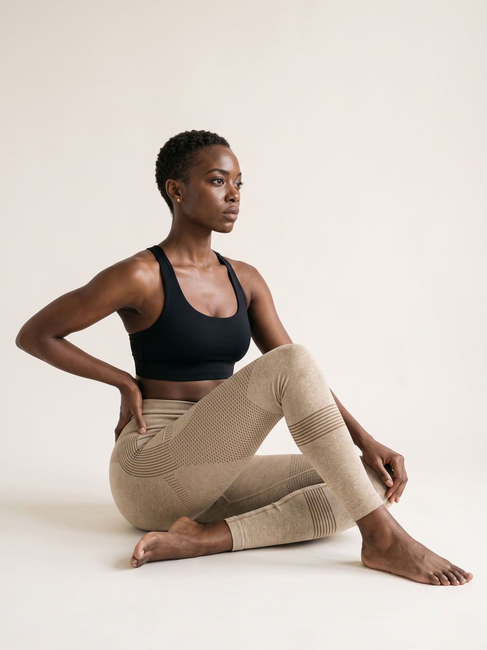 Khaki · Aura Seamless Leggings Khaki, silhouette complète